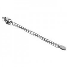 Stainless steel extension chain with lobster clasp and oval label Antique silver